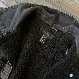 Forever 21 Black Jean Jacket with Sherpa Lining